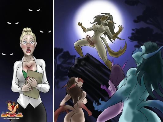 12P Wild shemale monsters fuck a lost boy in a freaky cartoon gangbang