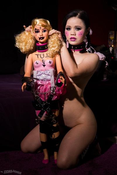17P Nasty possessed goth posing naked and rubbing her cunt in creepy doll play
