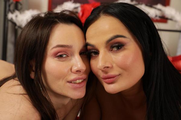 20P Lesbians Adel Morel and Maddi Black taste each other's pussies & urine