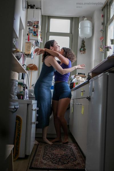 20P Petite babes with fat asses Sienna G & Tilly B dressing in the narrow kitchen