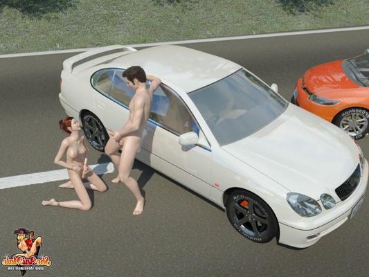20P Cartoon shemale gets into an accident & apologizes with anal sex on the road