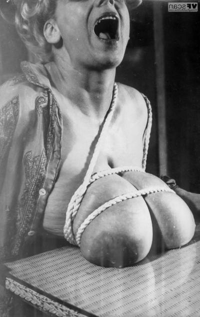 12P Big breasts being bound and spraying milk in raunchy vintage BDSM scene