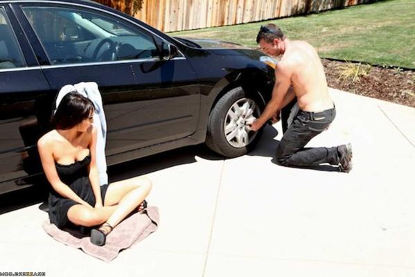 20P Hot wife with big tits Diana Prince flirting with a cute stud outdoors
