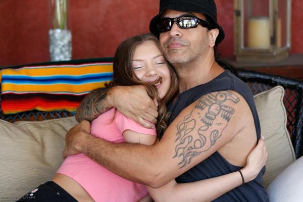 14P Cute brunette teen Elena Koshka gets a pervy hug from her stepdad