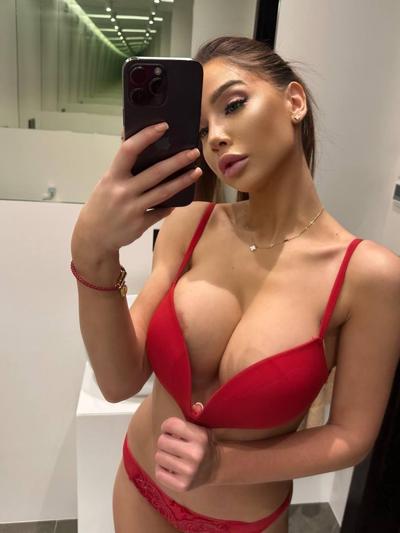 20P OnlyFans bombshell Nastya Star posing in her hot red lingerie in a solo