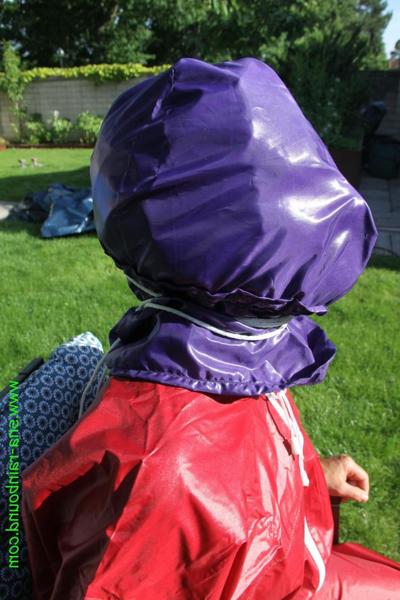 16P Amateur chick is subjected to breath play while affixed to a chair in a yard