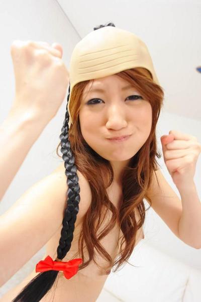 16P Japanese girl Shirosaki Karin dons various head coverings while having sex