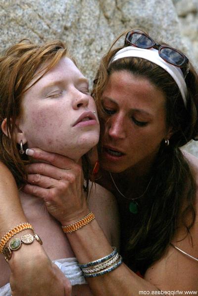 20P Teen with tiny pierced nips gets tied up outdoors and groped by a hot MILF