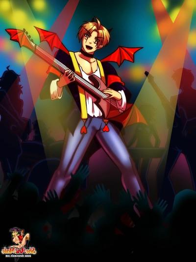 12P Animated tranny devil with amazing tits bangs a blond rock star wannabe