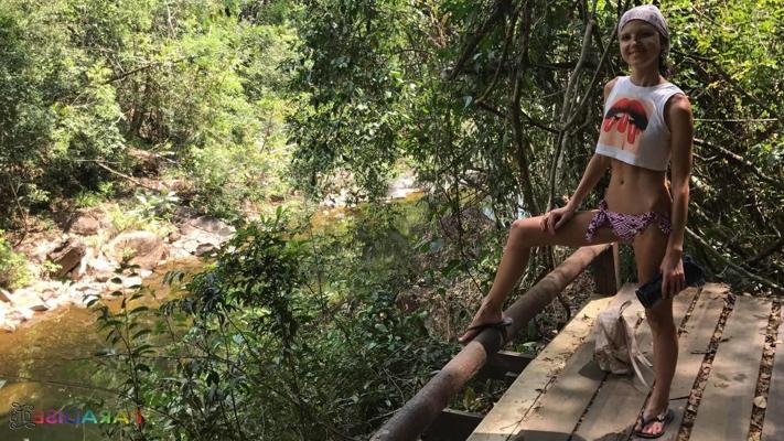 20P Skinny girlfriend Valentina goes topless while teasing in a bikini outdoors