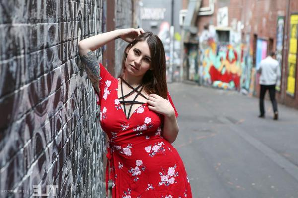 20P Hot teen with tattoos Kitty Du Jour shows her big tits & plays with clamps