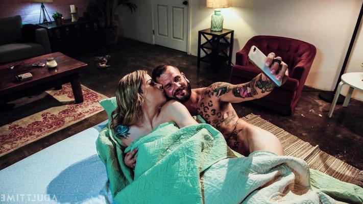 20P Tall shemale Casey Kisses and her inked lover blow & fuck each other's dicks