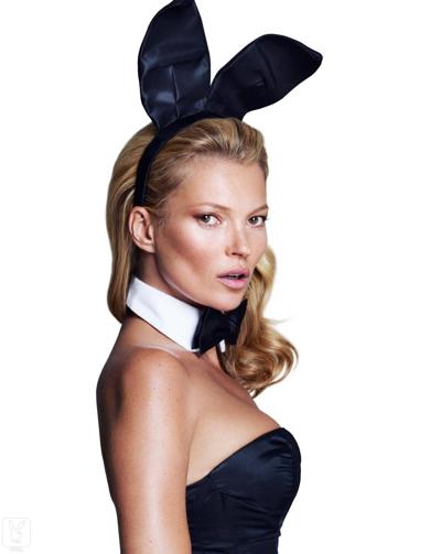 17P British model Kate Moss poses with playboy ears at various photoshoots