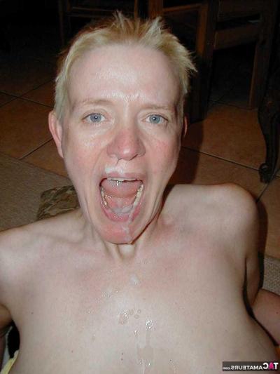 16P Amateur woman with short hair Tiffany Pearl gets jizz on her face during sex