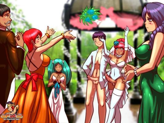 12P Redheaded cartoon bride with a dick fucks her new husband on their wedding day