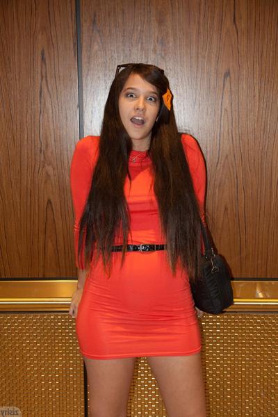 11P Latina babe Caroline Ray puts on sexy red dress to turn her boyfriend on