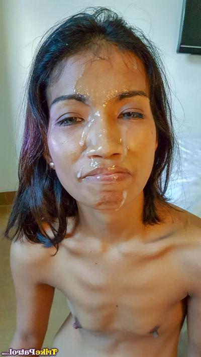 20P Filipina mom Jane Abalos shows her hairy twat up close & gets a huge facial
