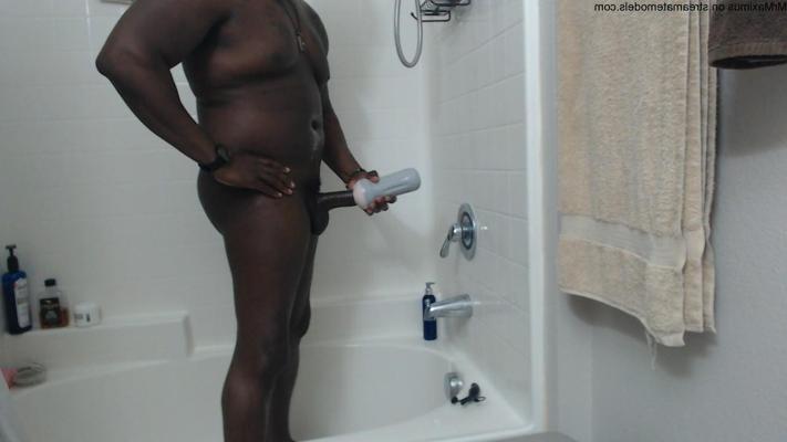 15P Lonely black gay stud gets caught masturbating hard in the shower