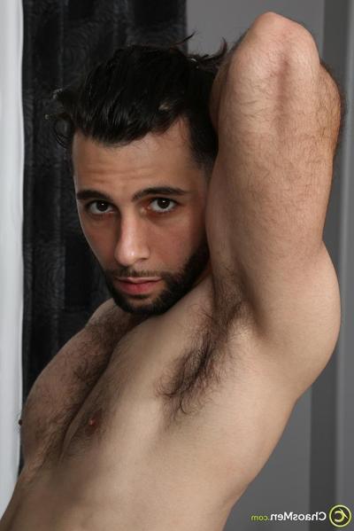 20P Gay brunette unveils his hairy body before jerking off & fingering his ass