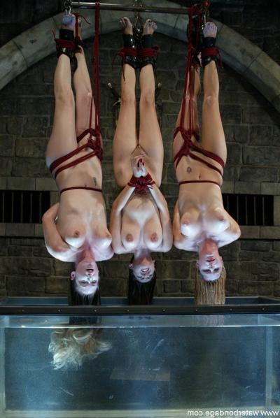 20P Slave girls Jenni Lee, Jade Marxxx & Sasha Monet posing bound in BDSM action