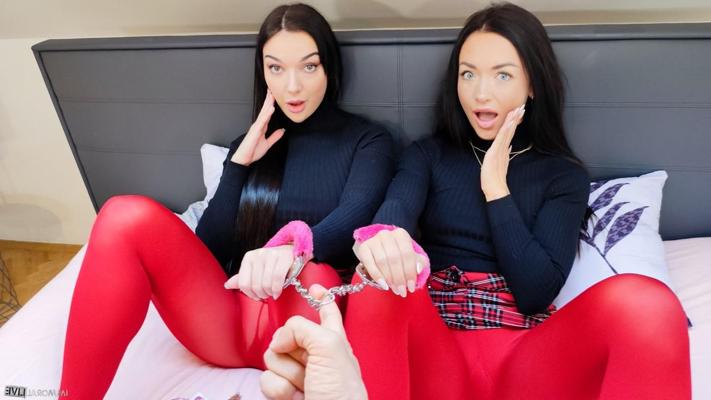 15P Zuzu Sweet & Lady Gang hitch up matching miniskirts in matching pantyhose