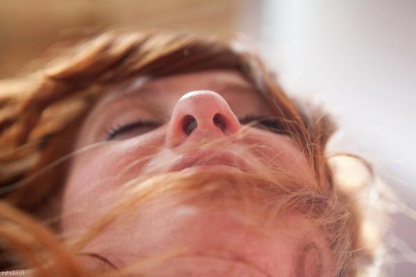 20P Sweet redhead with a hairy pussy Brisa poses naked in her bedroom