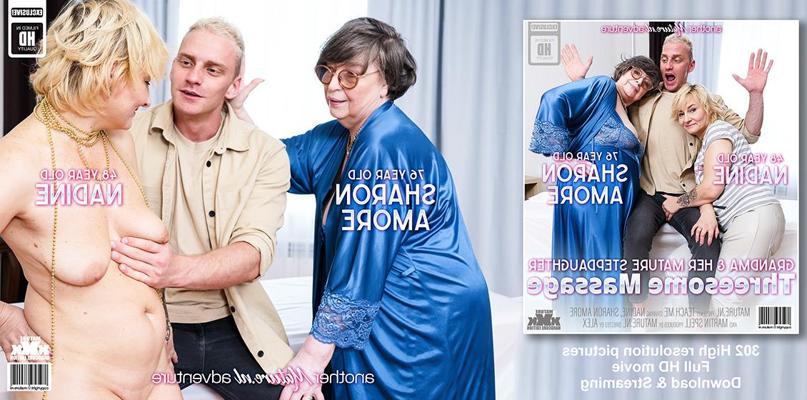11P Old woman Sharon Amore and her stepdaughter Nadine partake in a threesome