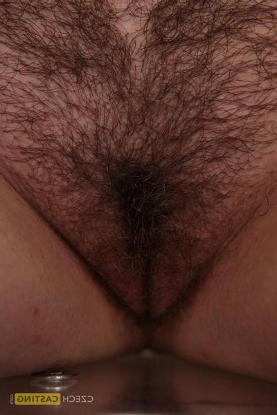 20P Chubby redhead Martina strips naked before a close-up of her muff