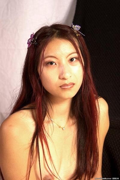 16P Asian first timer Mai exposing tiny breasts in plaid mini skirt
