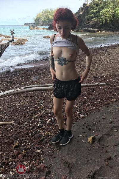 20P Petite redhead Lola Fae exposing her natural tits and her yummy pussy