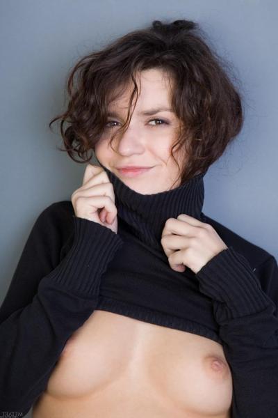 20P Curly-haired teen Roza A undresses and flaunts her hairy holes in a solo