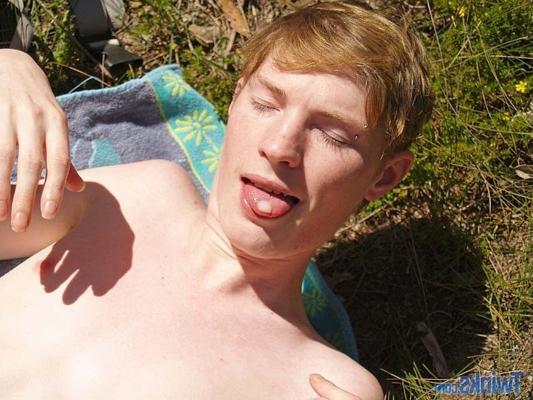 20P Skinny twink toys his anal love hole with a dildo in a wild outdoor solo