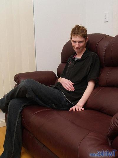 20P Adorable twink Jackson C gets caught playing with his dick on the sofa