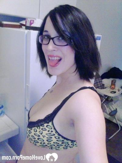 20P Brunette emo amateur in glasses fingers her pussy in her bedroom