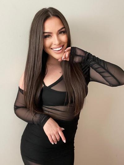 15P Beautiful brunette babe Polina Volkova exposes her big tits and fondles them