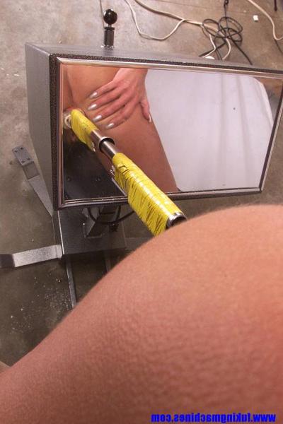 20P Long-haired blonde Janay having standing BDSM anal sex with a machine dildo