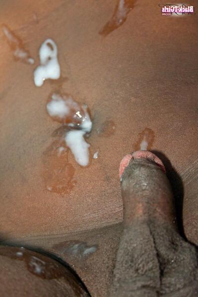 16P Ebony shemale Angeline Fontaine exposes her big dick and masturbates