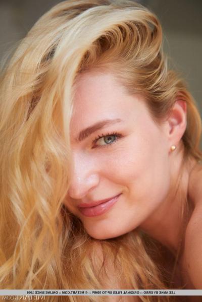 18P Hot blonde teen Lee Anne slips out of a long dress to pose in the nude