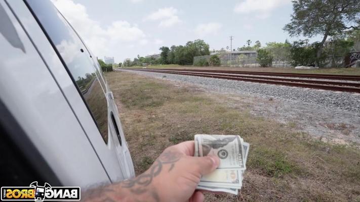 20P Slutty Latina Demi Diveena fucks a stranger in his car for cold hard cash