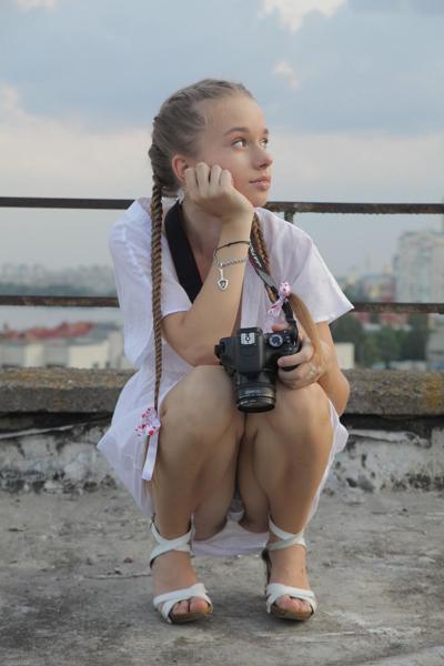 20P White blonde teen with blue eyes Milena D unveils her slim figure in a solo