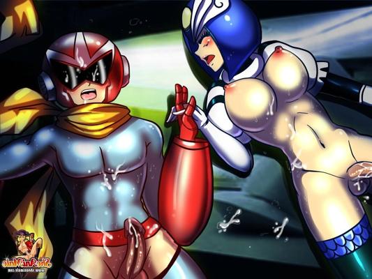 12P Red power ranger getting ass fucked hard by a busty anime shemale