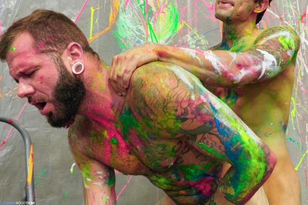 20P Gay artists Johnny Hill & Dakota Payne get covered in paint & have anal sex 
