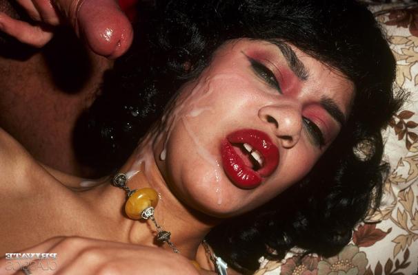 12P Dark haired chick Borbala takes a cumshot on her face and her bush as well