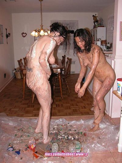 20P Playful amateur lesbians Colette & Marie Matthews get messy playing with food