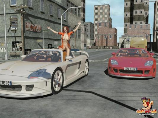 20P Big boobed anime shemales having threeway sex in the middle of the street