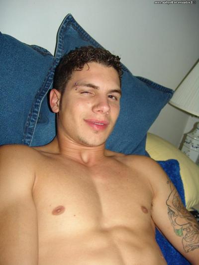 20P Brunette gay Justin 3 undresses and jerks off in a bedroom solo