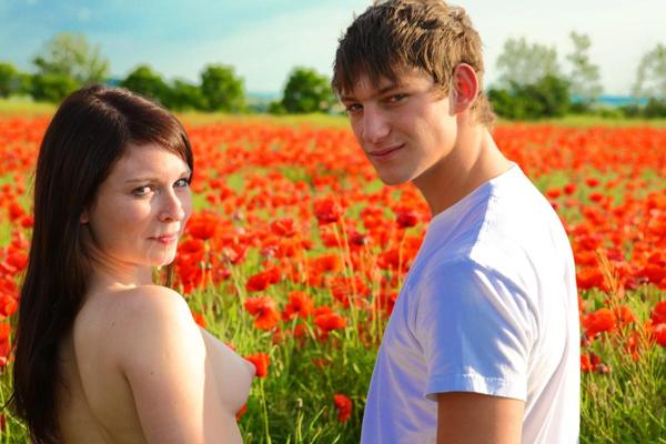 20P Young couple satisfy their carnal desires by making love amid blooming poppies