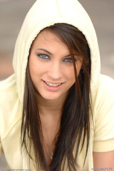 20P Sweet teen Larysa shows her twat in public and rubs it on the stairs