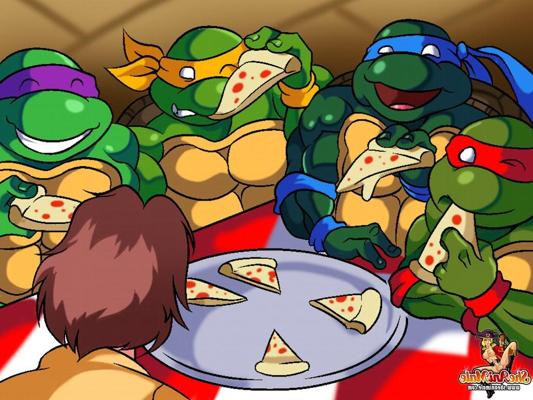 12P Animated brunette tranny with a fat ass and big tits plays with ninja turtles