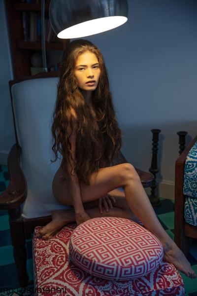 15P Colombian teen Irene Rouse spreads her legs & shows her pussy in a chair